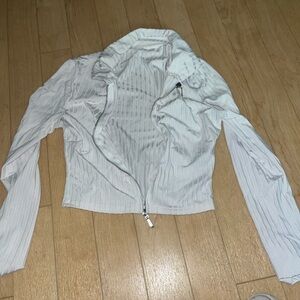 White athletic zip-up